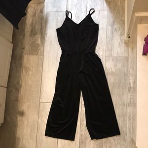 Old Navy Bl Velvet Cropped Wide Leg Jumpsuit SZ S